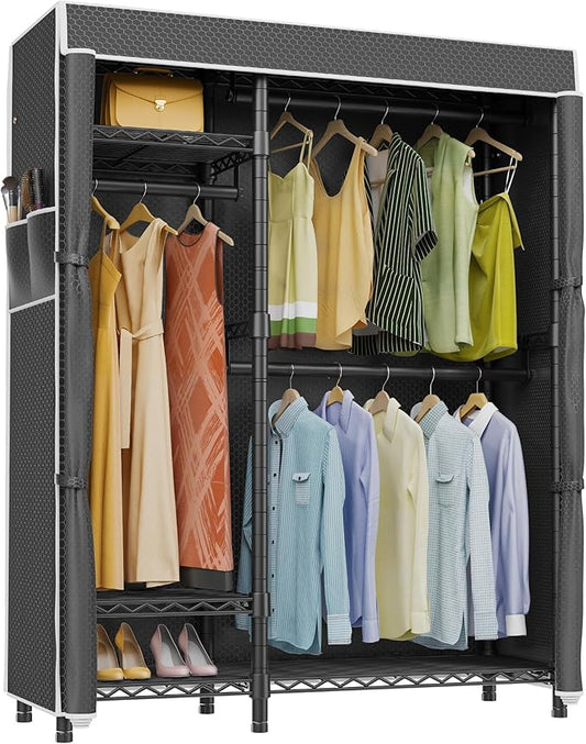 VIPEK V2C Heavy Duty Clothes Rack with Upgraded Polyester Cover, Metal Portable Closet with Adjustable Shelves & Hanging Rods, Freestanding Wardrobe Closet for Bedroom, Max Load 700LBS