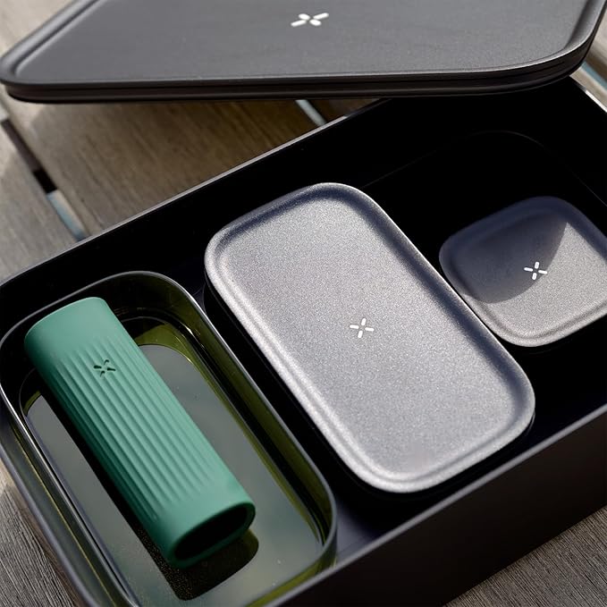 PAX Storage Box – Durable, Smell Proof & Airtight Storage Box with Dual Internal Compartments & Pedestal Tray – Aluminum Lid Doubles as Prep Tray