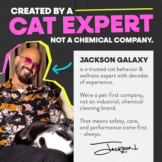 Jackson Galaxy EX Stain & Odor Eliminator - Cat Pee Cleaner, Reusable 23oz Bottle with Refill Included - Fast Acting & Non-Toxic CO2 Based Pet Urine Remover - Made by a Trusted Cat Expert