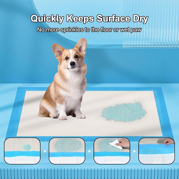 Gardner Pet Ultra Absorbent Thicker Dog Pee Pads Extra Large XL 28"x34" Leak-Proof Odor-Control Blue Puppy Training Pads Full Edge-Wrapping Pad for Dogs, Puppies, Doggie, Cats, Rabbits - 18 Ct