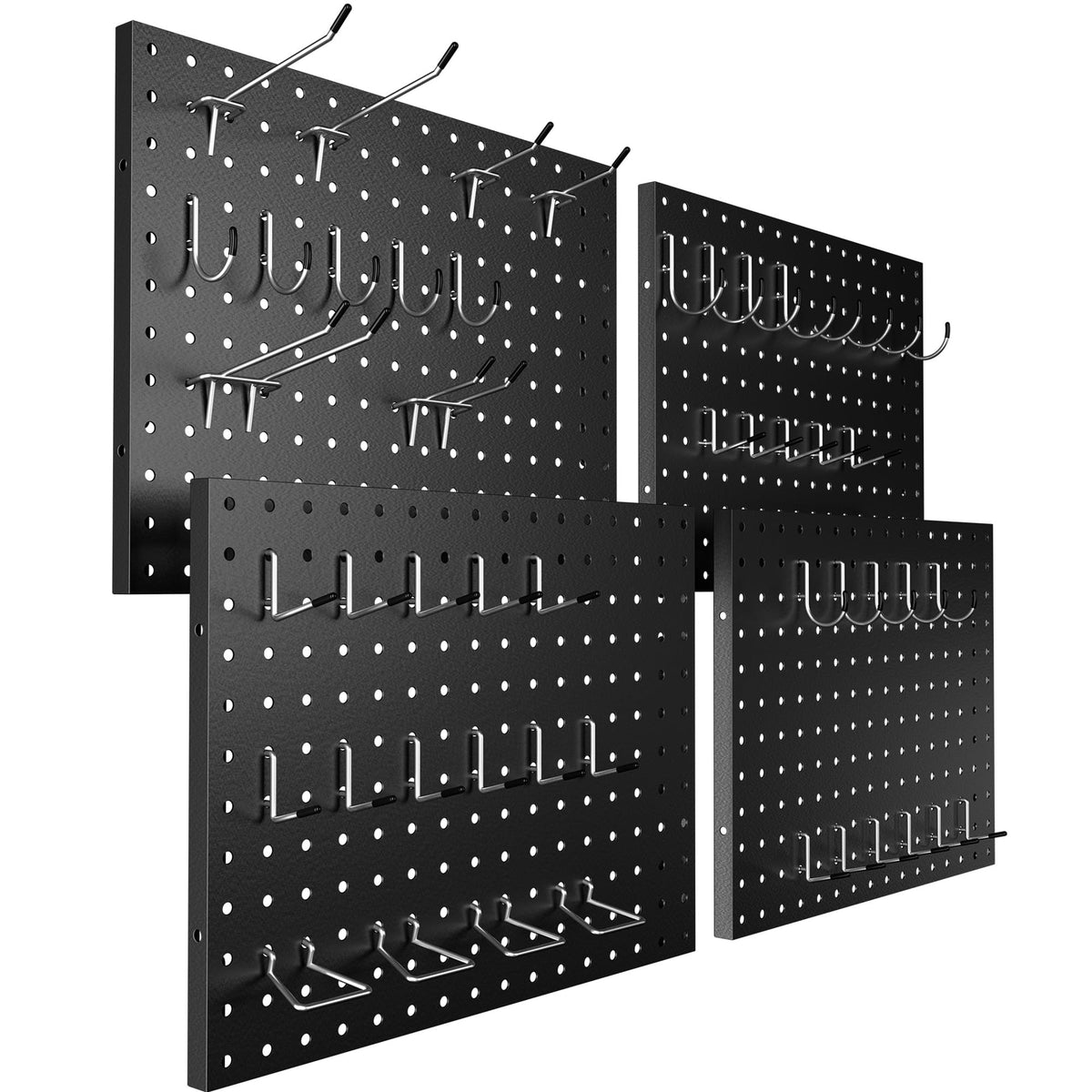 Peg Board, 4 Pack 16x12 Black Pegboard Organizer with 50 Hooks - Image 1