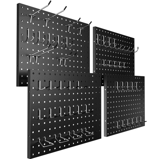 Peg Board, 4 Pack 16x12 Black Pegboard Organizer with 50 Hooks - Image 1