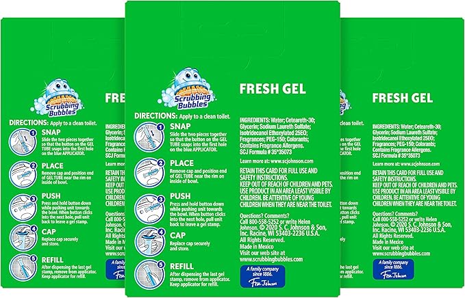Scrubbing Bubbles Fresh Gel Toilet Bowl Cleaning Stamps Refills, Helps Keep Toilet Clean and Helps Prevent Limescale & Rings, Citrus Scent, 12 Stamps (Pack of 6)