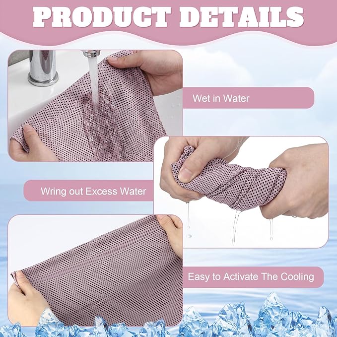 Honoson Cooling Towel Bulk - Neck & Face Cool Chilly Towels Microfiber Breathable Sport Sweat Rag for Gym, Yoga, Travel, Camping, Running, Outdoor