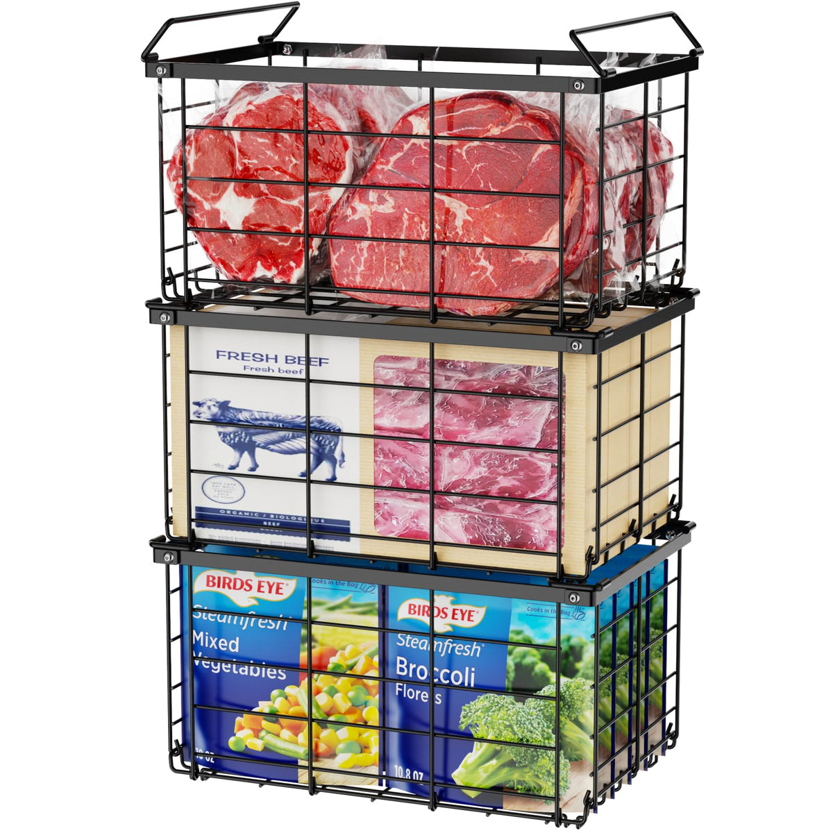 Chest Freezer Organizer - Large Baskets for 5 to 7 Cu.Ft, 3 Pack - Image 1