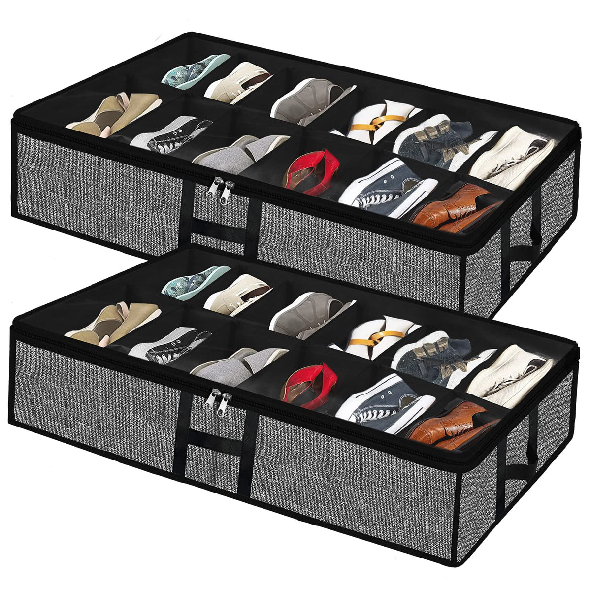 Under Bed Storage Organizer for Closet 2pc-24 Pairs Shoe Boxes - Image 1