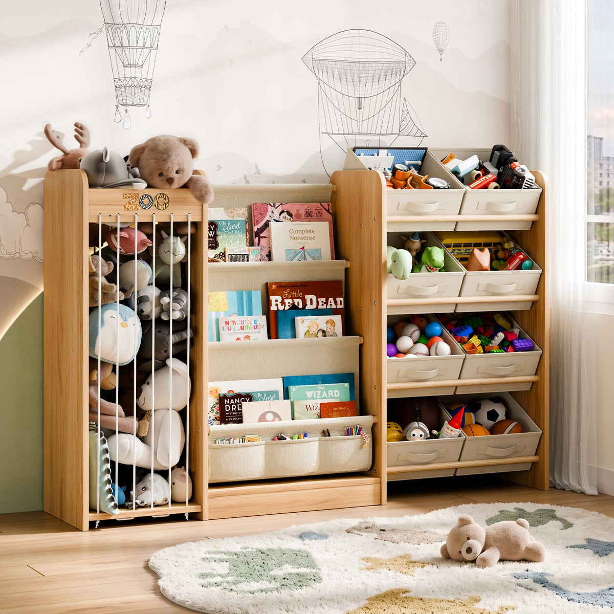 Kids Toy Organizer with Bookshelf & Stuffed Animal Storage, 51'' - Image 2