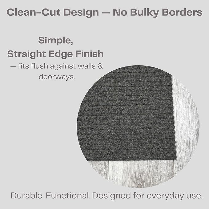 iCustomRug Ribbed Hallway Runner – 3'x12' Brown, Indoor/Outdoor, Non-Slip TPR Rubber Backing, Low-Profile All-Weather Carpet, Non-Shedding & Easy Care, Utility Rug Ideal for High Traffic Areas