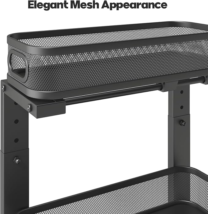 2 Pack 15.7IN-Depth Under Sink Organizer With Smooth Cylindrical Rail,2-Tier Pull Out Multi-Purpose Cabinet Storage for Bathroom&Kitchen,Height Adjustable,Rust-resistant Coating-Gun Gray