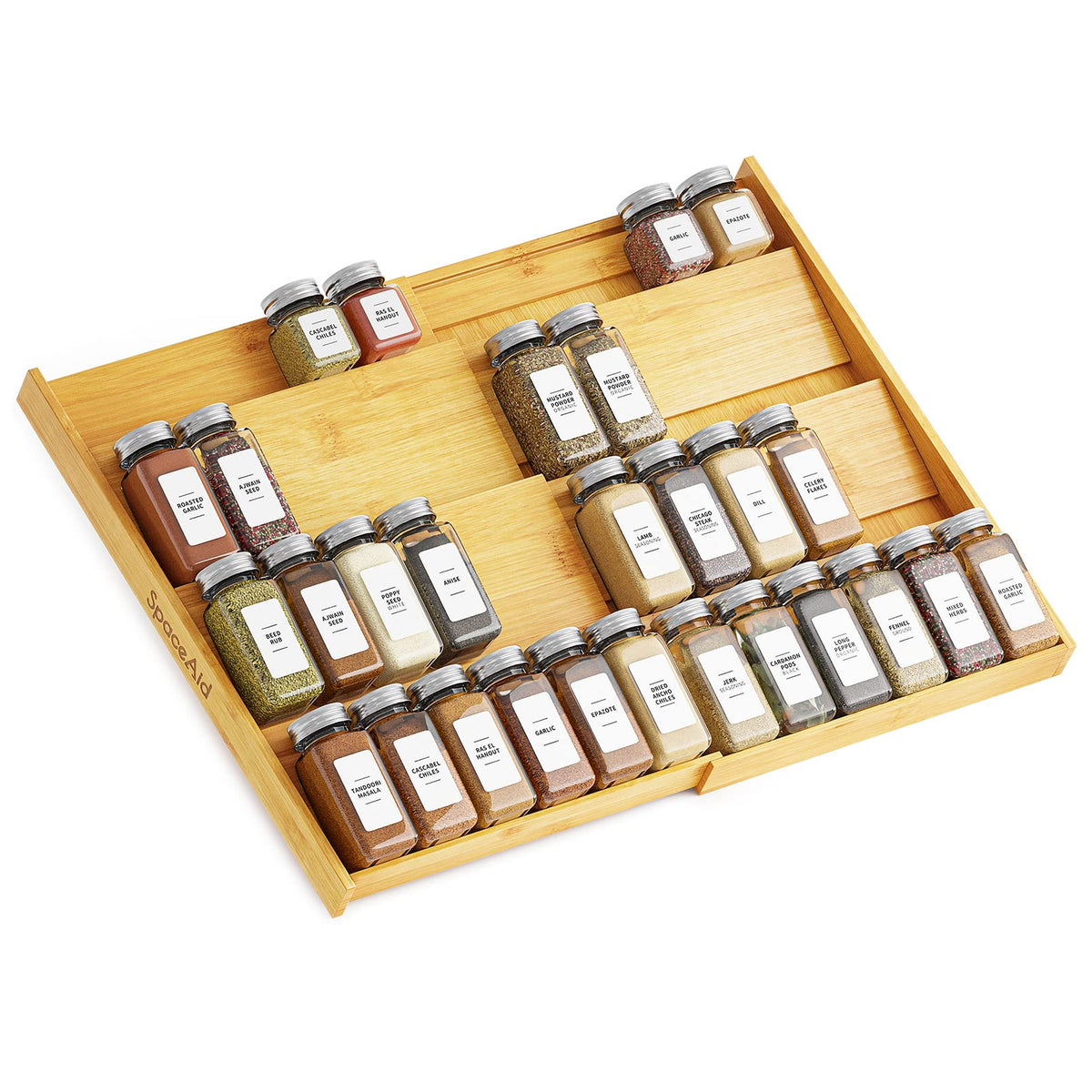 SpaceAid Bamboo Spice Drawer Organizer, (Need 3" Deep Drawer) - Image 1