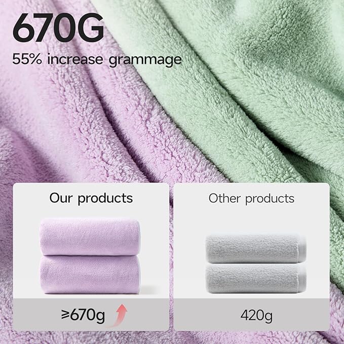 REDKISS Towel Set of 6 - Oversized Bath Sheets (70 x35 in), 670GSM Ultra Soft & Highly Absorbent, Quick Dry Purple Bath Towels Sets for Bathroom, Spa, Hotel, Gym