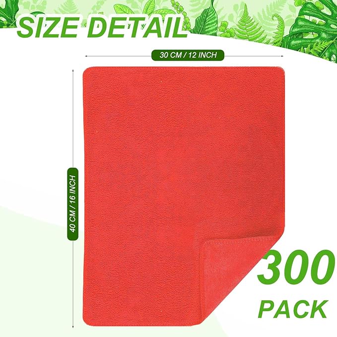 Preboun 300 Pack 12 x 16 Inch Microfiber Cleaning Cloth Bulk Multipurpose Reusable Washable Cleaning Rags Absorbent Towels for House, Kitchen, Car, Office, Window(Red)