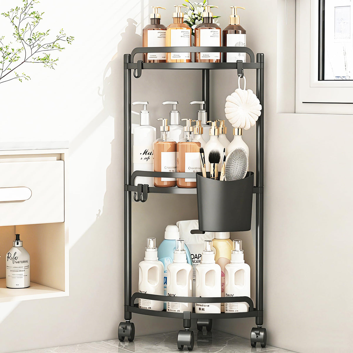 Standing Shower Caddy Corner Shelf Rustproof Shower Organizer - Image 1