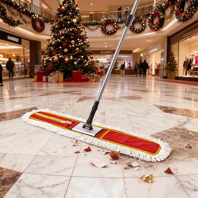 Heavy-Duty 36" Commercial Dust Mop & Floor Sweeper - Extra Wide Wet/Dry Hardwood Floor Cleaner with 59" Long Handle, Washable Microfiber and Oxford Mop Pad
