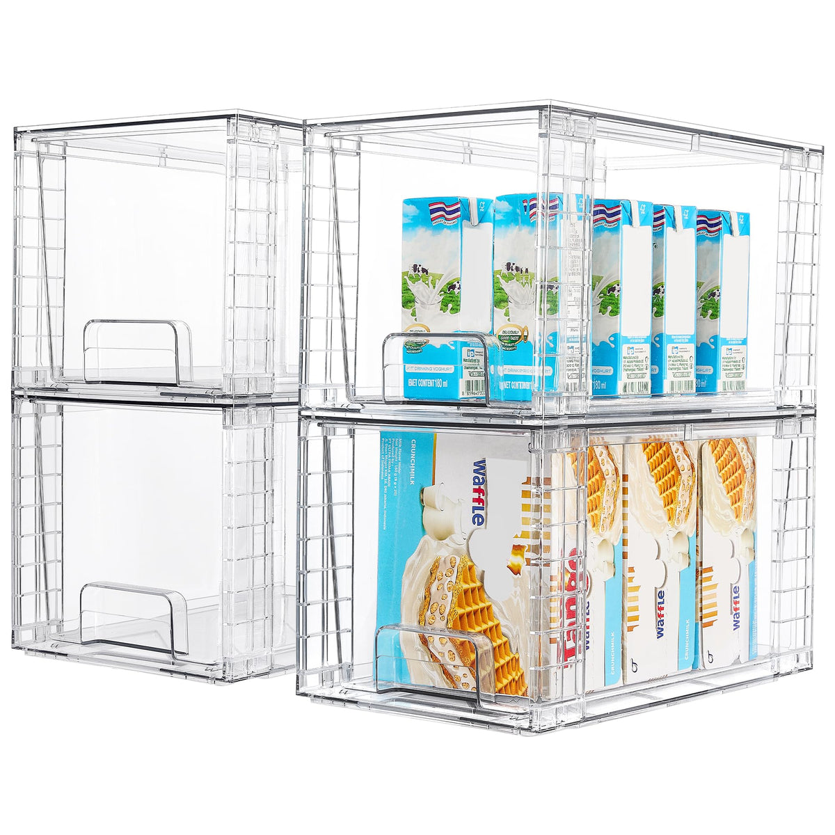 Vtopmart 4 Pack Stackable Clear Pantry Storage Drawers, Large - Image 1