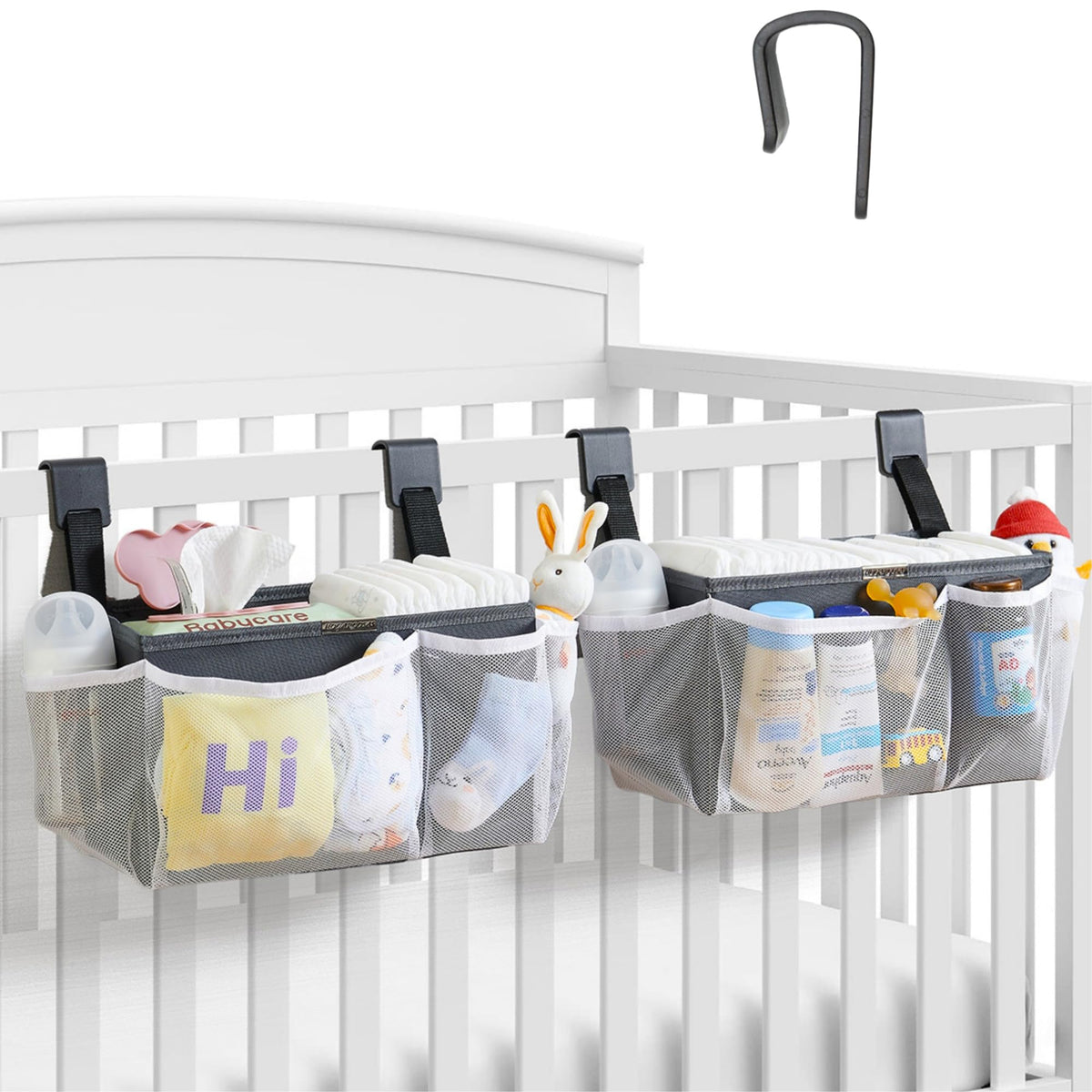 2-Pack Hanging Diaper Organizer for Crib, Playpen - Image 1