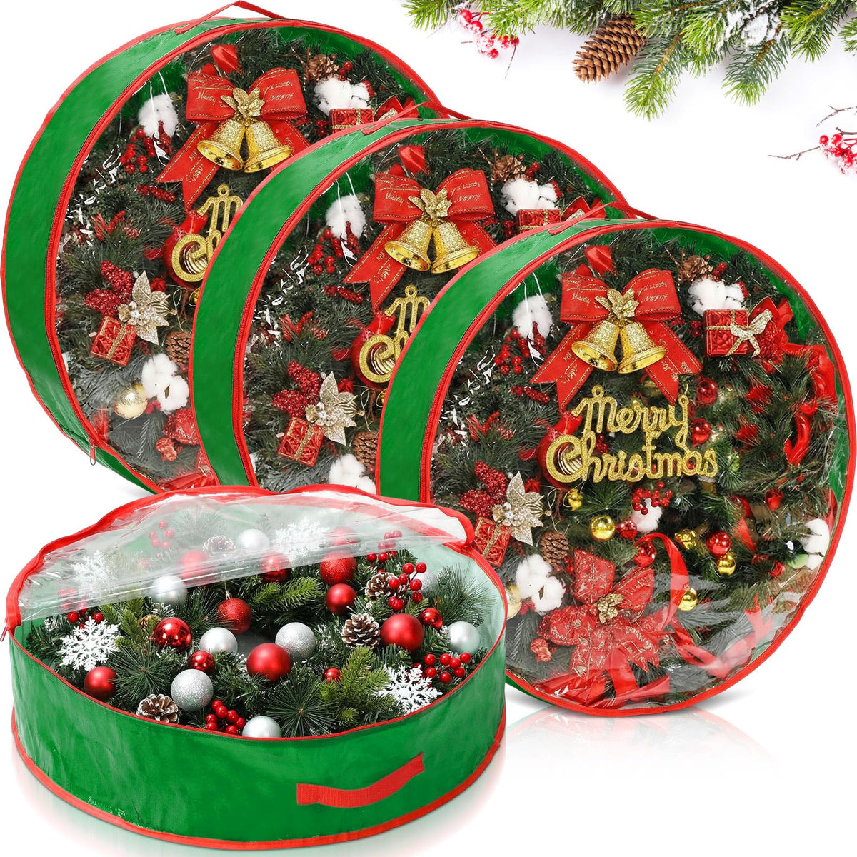 Aliceset 4 Pack Wreath Storage Bags, 30 x 30 x 7.8 Inch - Image 1