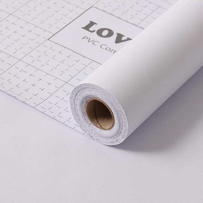 White Contact Paper - 15.7 x 300 Inch Peel and Stick Wallpaper, Matte White Wallpaper, Self Adhesive and Removable Decorative Contact Paper for Cabinets,Stand Liner, Table and Door Makeover Decor
