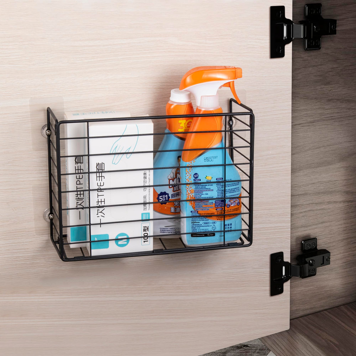Lonian Wall Mounted Storage Basket, Black Metal Wire | All Products - Image 1