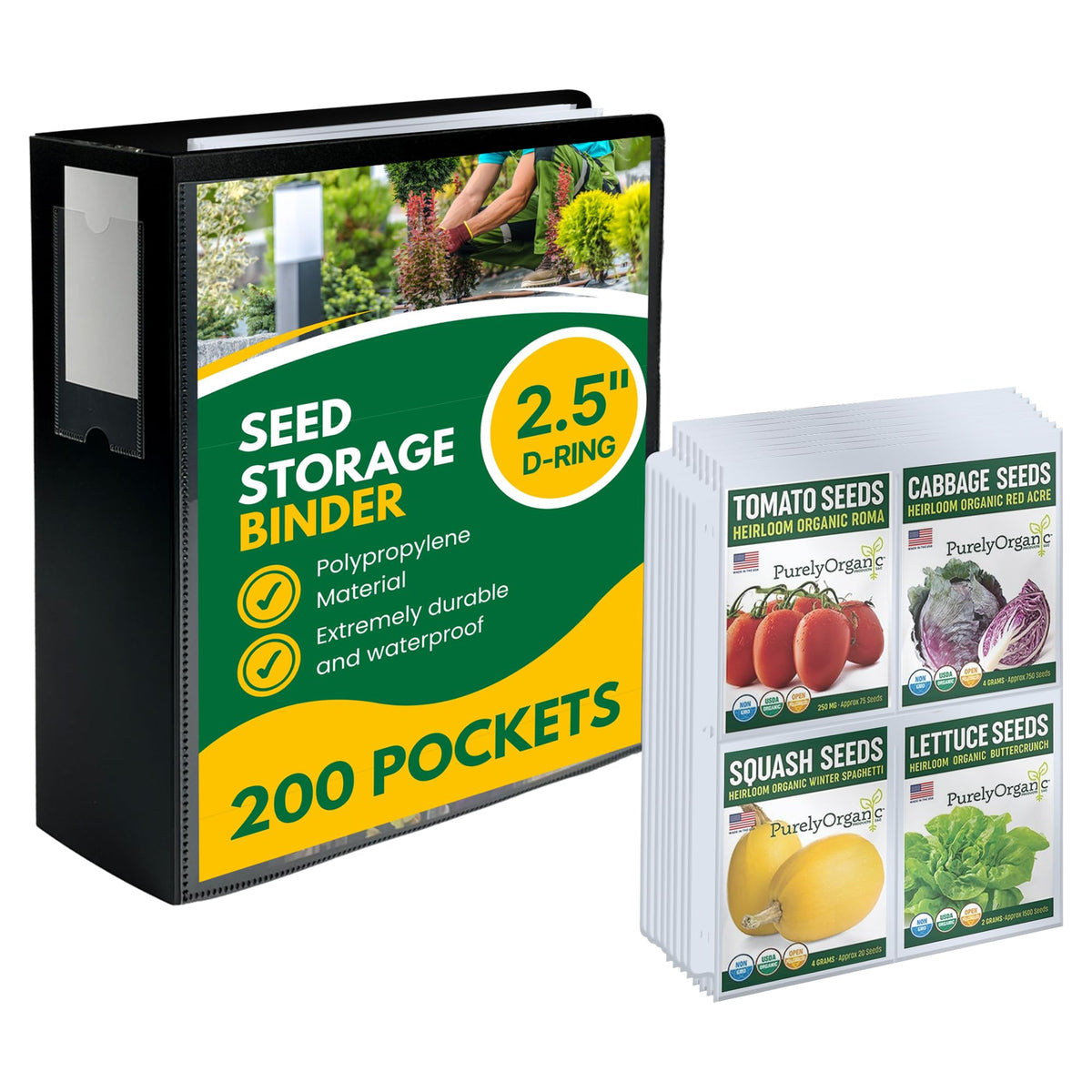 Performore Seed Storage Organizer Binder, 200 Pockets, Black - Image 1