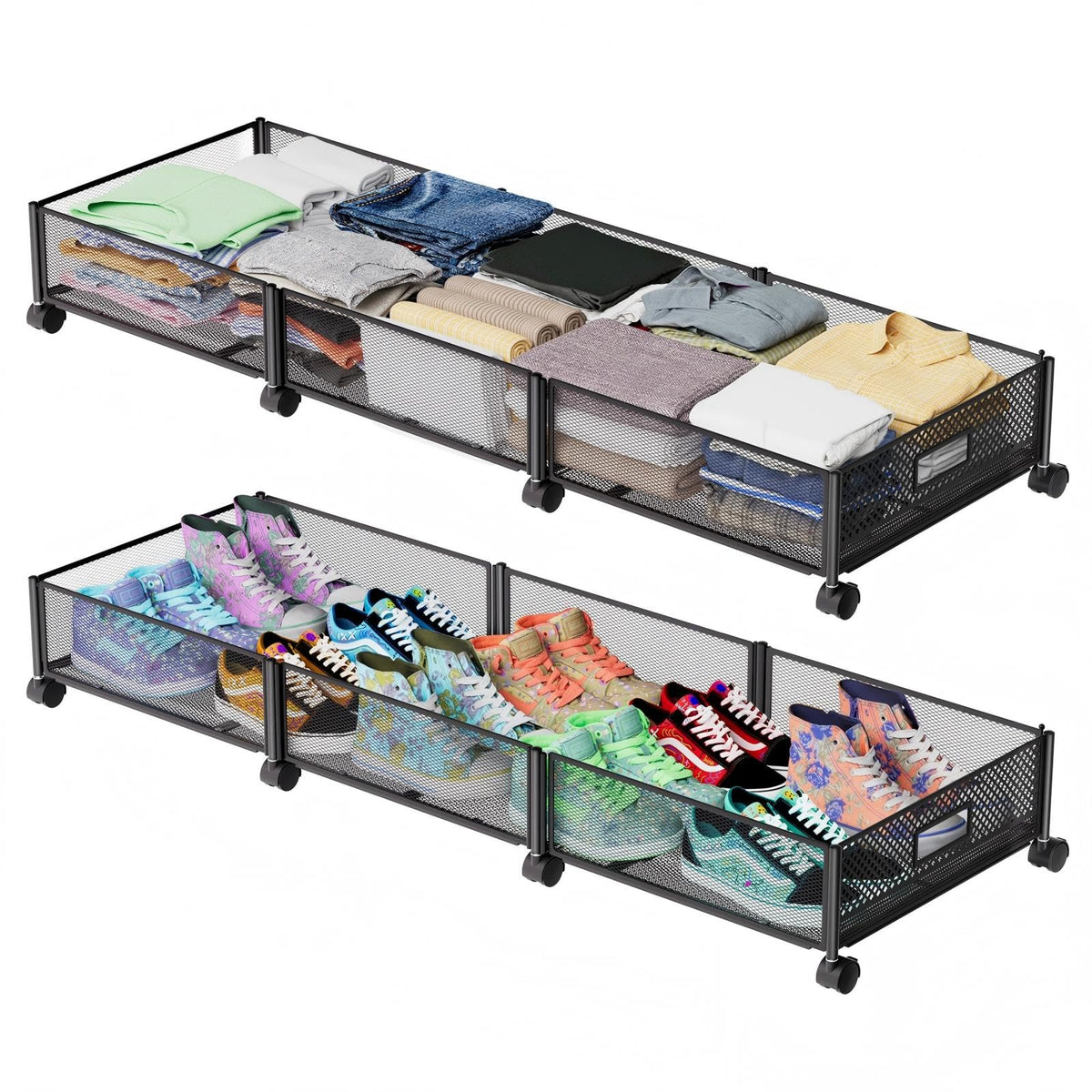 Under Bed Storage with Wheels 47.2"(L)/57.6L Large Rolling Under - Image 1