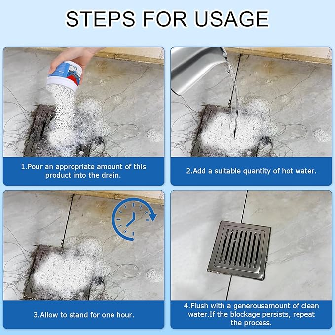 Crystal Lye Drain Opener – Powerful Unclogging Action for Bathroom & Kitchen Pipes (2PC)