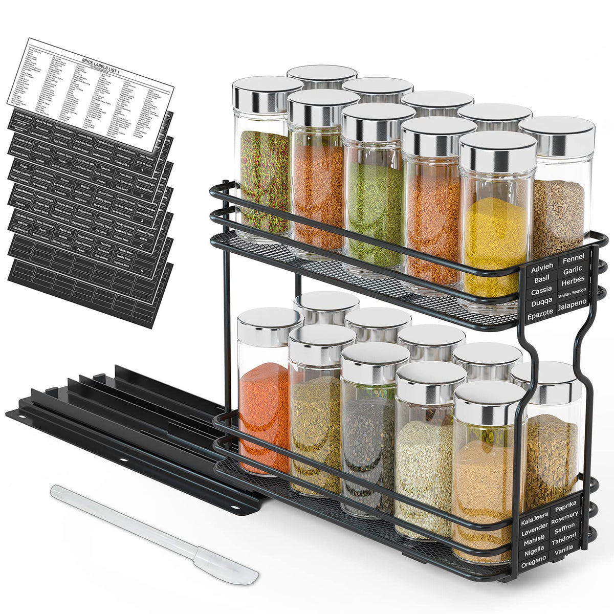 SpaceAid Pull Out Spice Rack Organizer for Cabinet, Heavy - Image 1