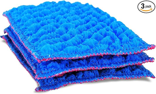 Durable Dish Cloth for Washing Dishes - Reusable Scouring Pad- Sponge Alternative for Non-Scratch Cleaning - for Dishes, Tiles, Floor and Other Surfaces - Pack of 3