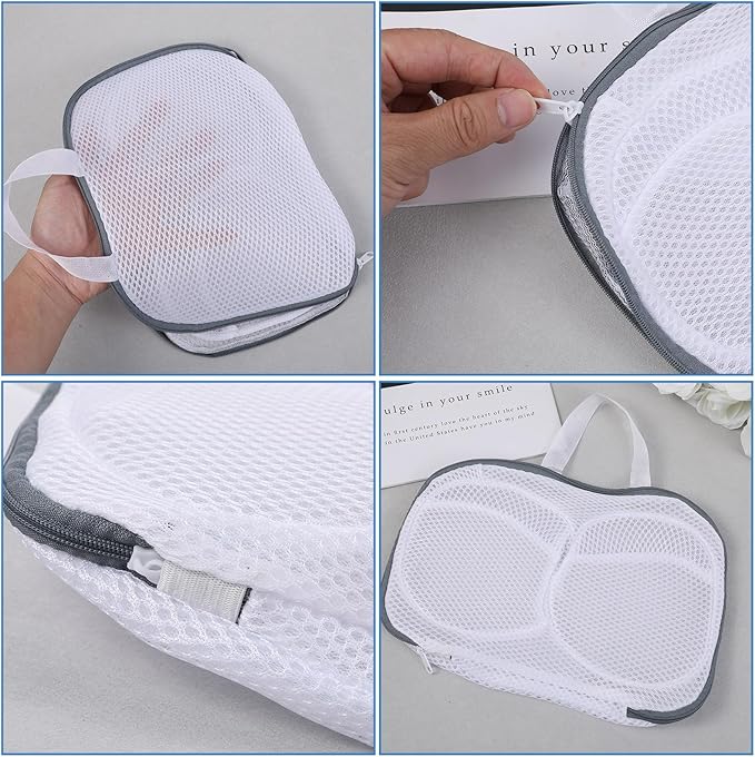2 Pcs Laundry Bag for Bras, Bra Bag For Washing Machine, White Protective Mesh Wash Bags, Durable Bra Wash Bags with Zipper Closure for Machine Washing Delicates and Lingerie Care