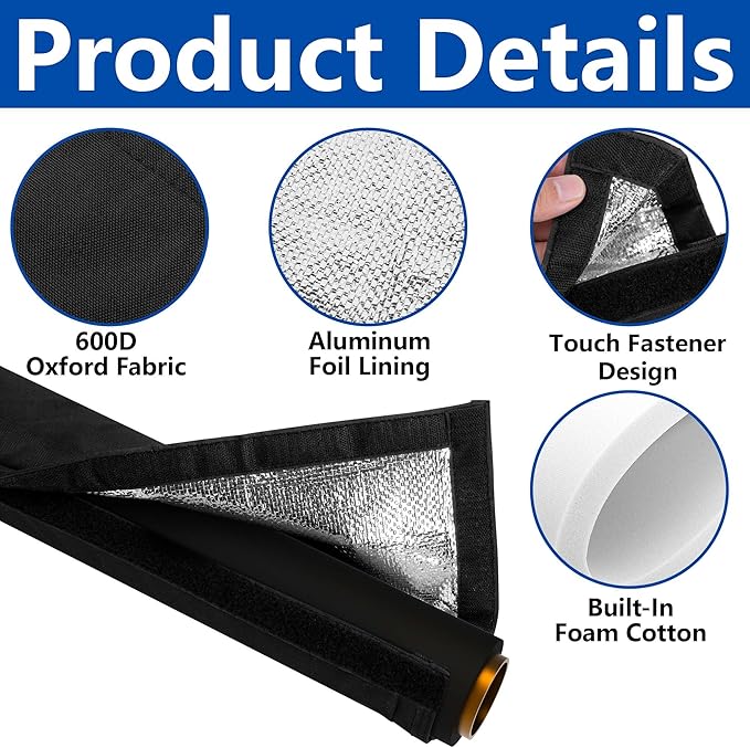 3 Layers Outdoor Pipe Cotton Insulating Tube, 16 x 12 Inch 600D Water Pipe Insulation Wrap, Universal Winter Pipes Insulation Sleeve for Freeze Protection