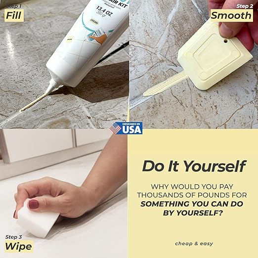 Tile Grout Repair Kit - Cream/Ivory - Premixed Acrylic Sanded Grout, Waterproof Formula, Bathroom & Shower Grout Repair, with Plastic Applicator, 13.4 oz / 380 g / 0.84 lb