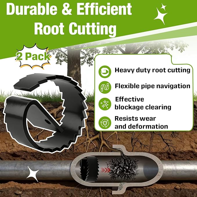 (2 Pack) 3HDB Heavy Duty Root Saw Drain Cleaner Cutter for General Wire 5/8" to 3/4" Drain Cables with Connectors, Alloy Steel Root Cutter Blade for Sewer Line & Pipe Drains Cleaning