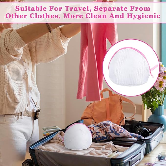 2PCS Bra Washing Bags for Laundry, Mesh Wash Bag for Bras with Zipper Lingerie Brassiere Wash Bags for Women Underwear Storage Bag for Washing Delicates