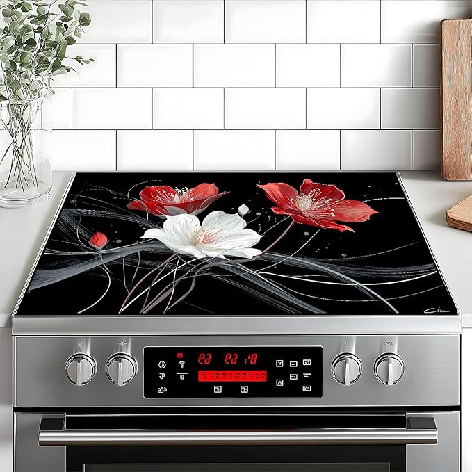 Stove Top Cover for Home Decoration Kitchen Pad Washable Cooktop Covers Countertop Stove Protector Mat for Home Kitchen Cooktops (safflower, 28"x20")