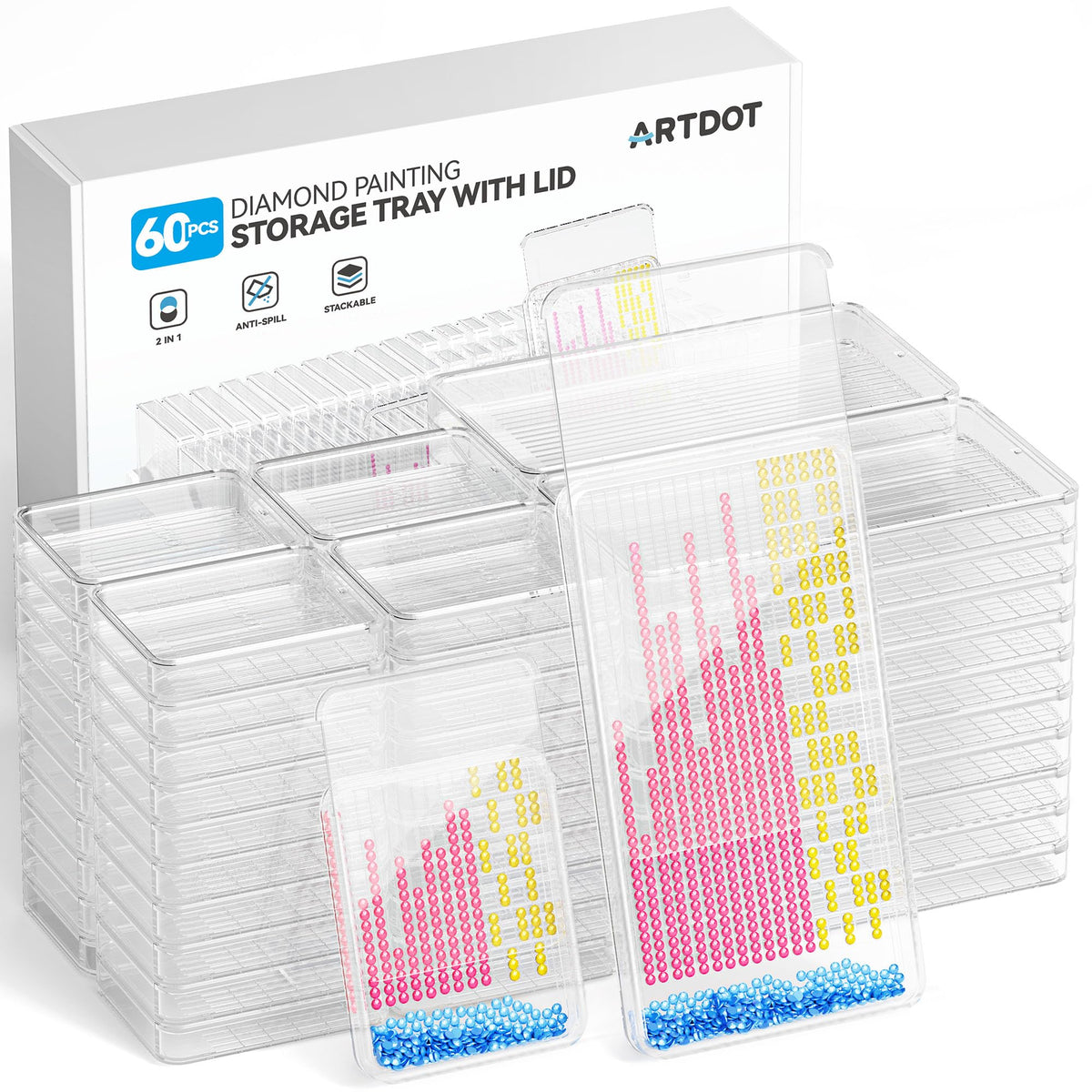 ARTDOT 60-Piece Diamond Art Storage Trays Kits for Adults - Image 1