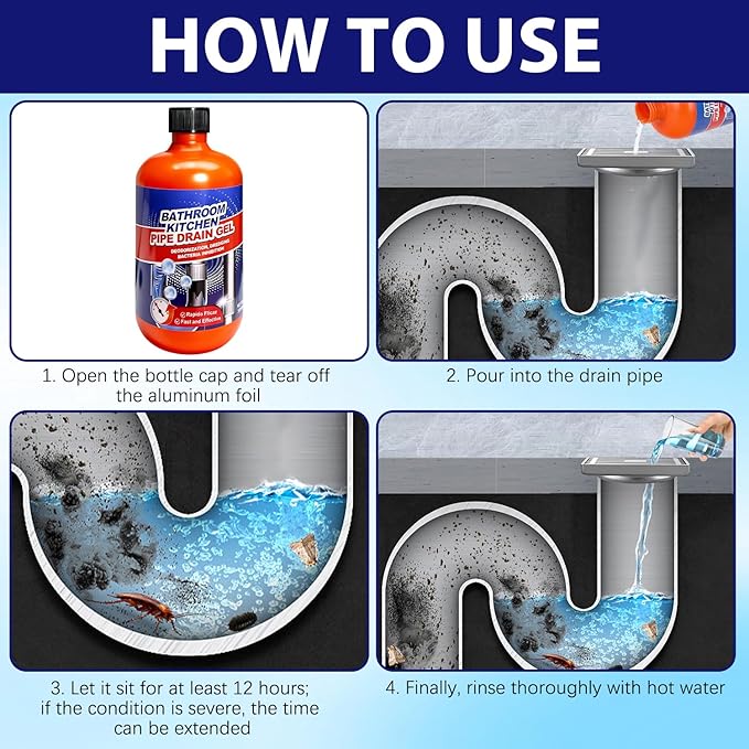 Pipeline Dredging Agent, Pipe Dredge Drain Cleaner, Powerful Liquid Drain Opener & Toilet Clog Remover and Cleaner for Shower Pipes or Sink Drains, 500ml