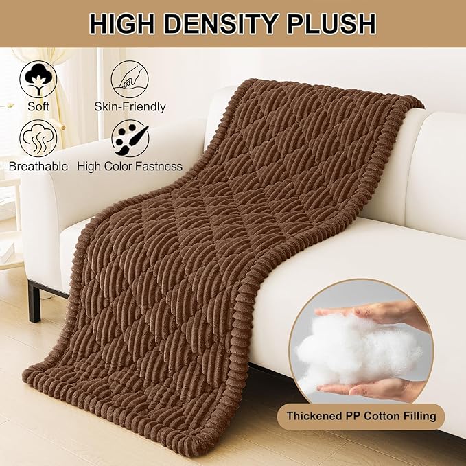 Smiry Pet Couch Cover for Dogs Washable, Non-Slip Fuzzy Couch Covers for 3 Cushion Sofa Pet Friendly, Soft Thick Furniture Protector Sofa Slipcover Mat for Dogs (Chocolate, 27.6" x 82.7")