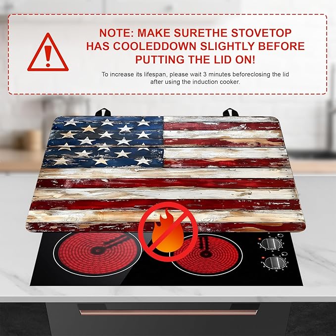 Stove Top Cover for Home Decoration Kitchen Pad Washable Cooktop Covers Countertop Stove Protector Mat for Home Kitchen Cooktops (Flag, 30"x21")
