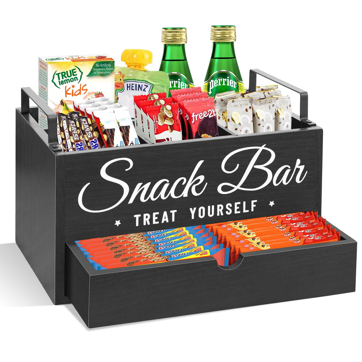 Snack Organizer for Countertop, Wood Pantry Storage Bins - Image 1
