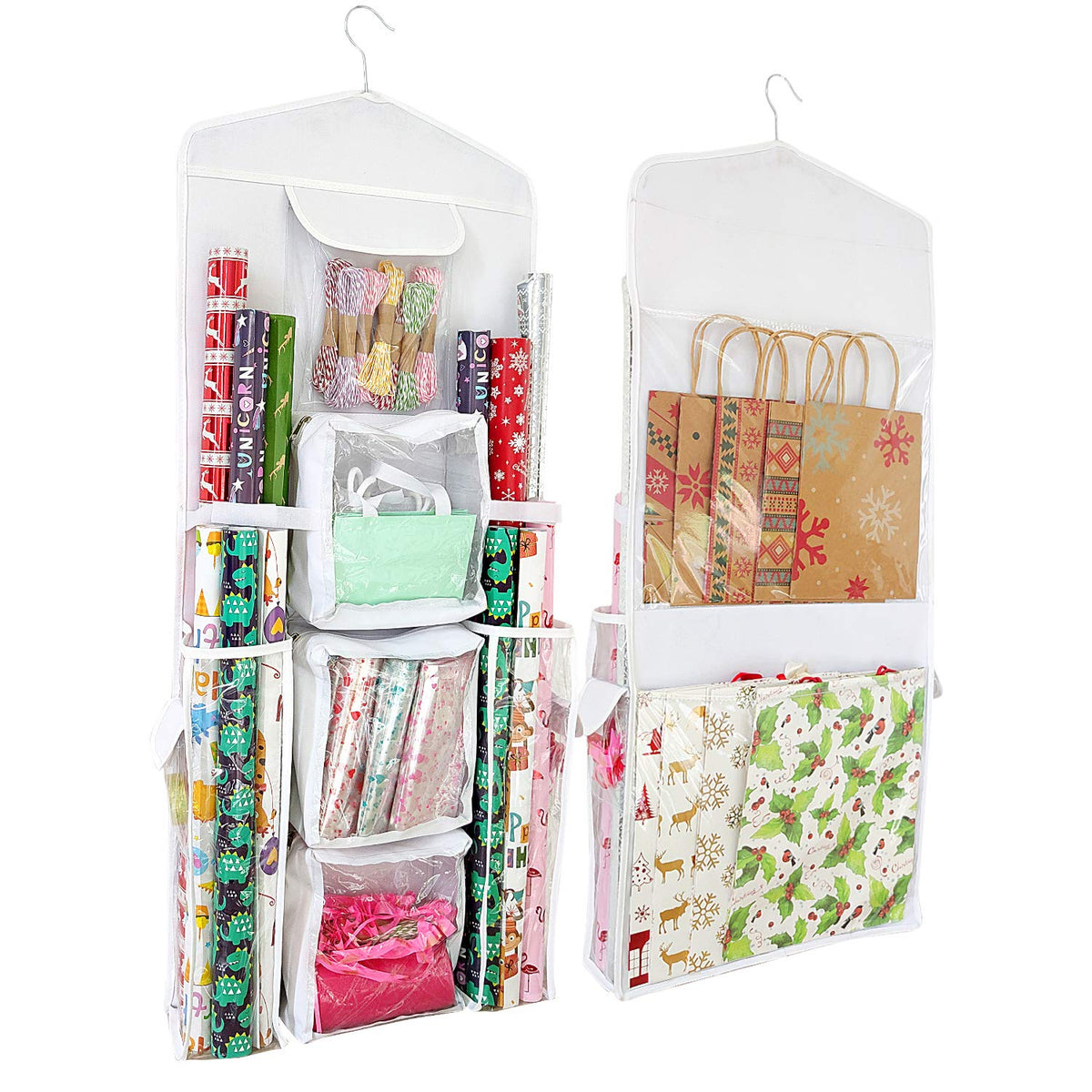 SumDirect Double-Sided Gift Wrap Organizer - White Hanging - Image 1