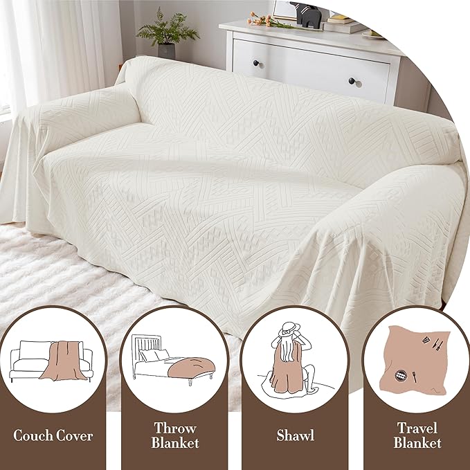 Waterproof Couch Cover, Reversible, Pet-Friendly, Washable and Anti-Slip Sofa Covers for Sofa Protection with 2 Cushions, Ideal Sofa Slipcovers for Dogs and Cats (71×102in/Beige)
