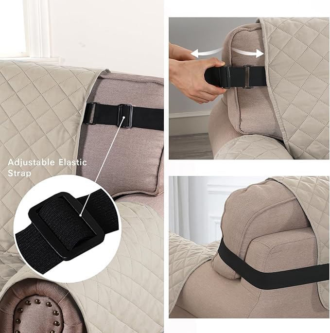 H.VERSAILTEX Sofa Protector for Dogs/Cats/Pets Sofa Slipcover Quilted Furniture Protector with Non Slip Elastic Strap Water Resistant Sofa Covers Seat Width: 66" (Sofa, Pale Oak)