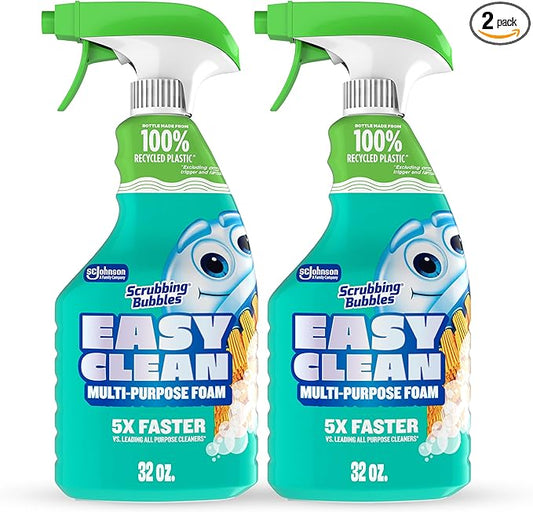 Scrubbing Bubbles Easy Clean Foaming Bleach-Free Bathroom All Purpose Cleaner, Cleans Limescale, Dirt and Grime on Showers, Sinks, Toilets, Tiles, Counters, 32oz Spray (Pack of 2)