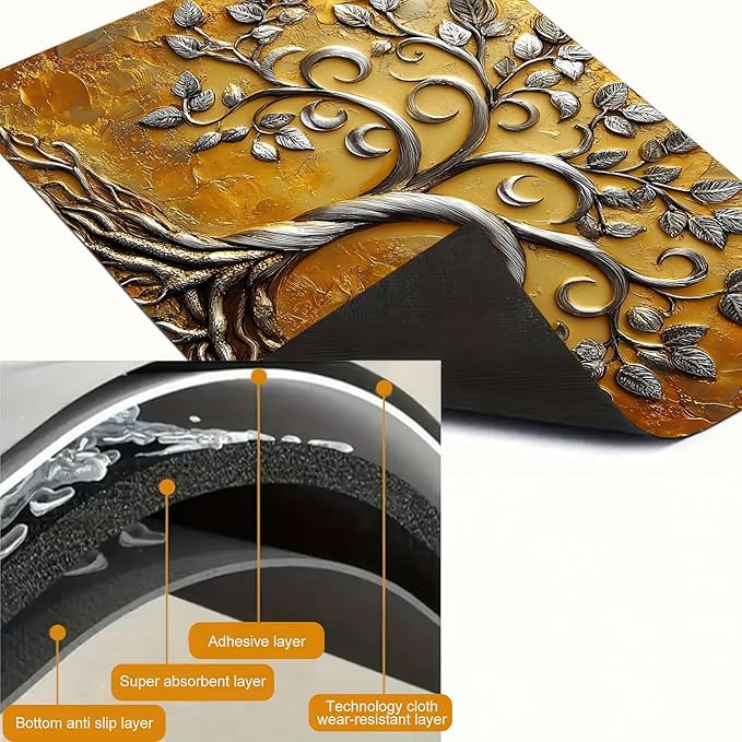 Stove Top Covers Pad Silver Tree of Life Kitchen Decorations 28 x 20 inches Stove Top Cover for Electric Coffee Bar Mats Pad Fit Coffee Maker Machine Countertops and Sinks