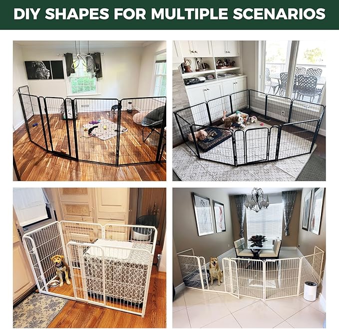FXW Homeplus Unleashed Indoor Dog Playpen - Stress-Free and Safe Play, Heavy Duty 32 Inch 16 Panels Dog Pen for Small and Medium Dogs, White│Patented