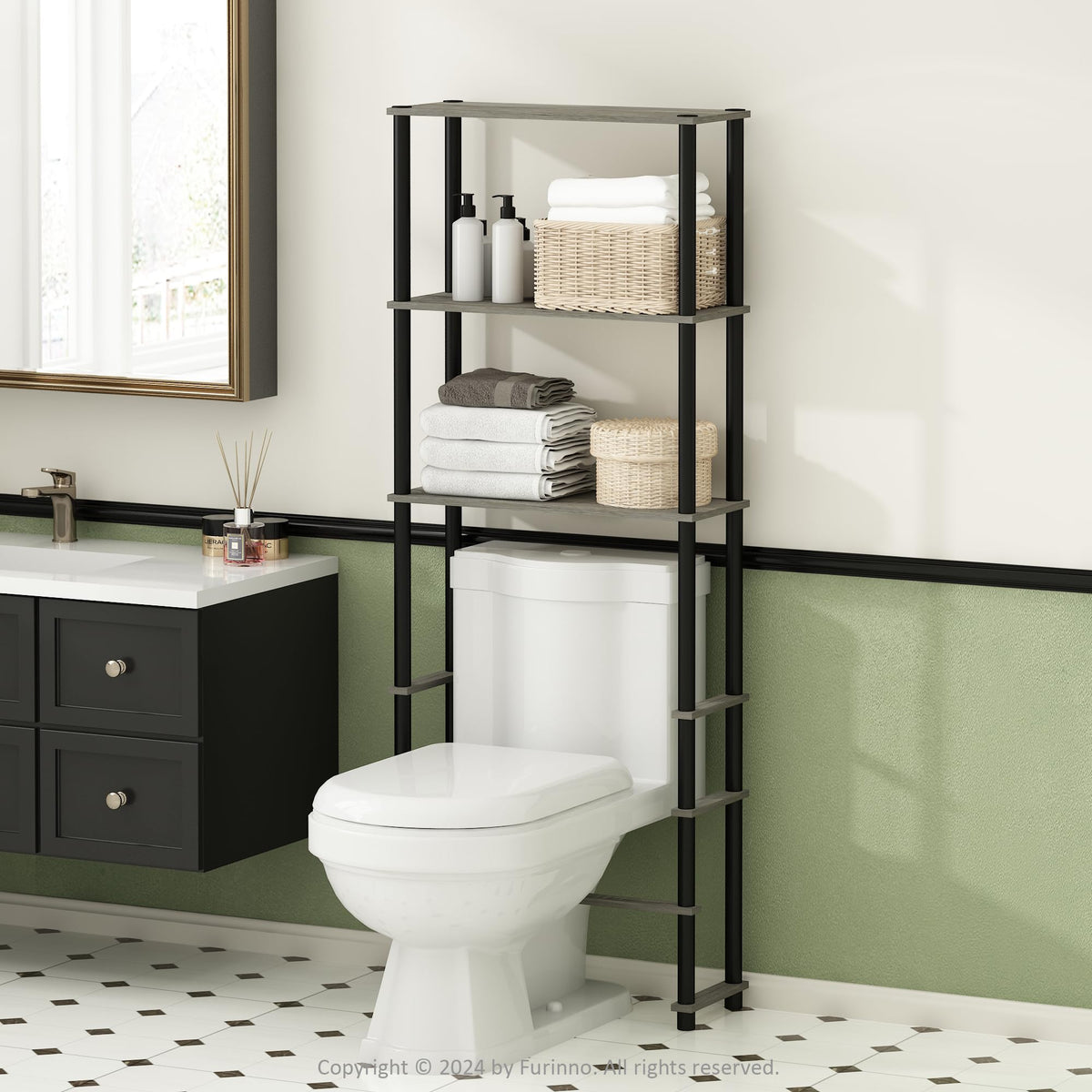 Furinno Turn-N-Tube Over The Toilet Storage, 3-Shelf Over - Image 1
