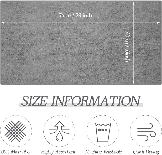 Shimeyao 50 Pack Bleach Proof Towels Microfiber Absorbent Resistant Hair Hand Towels Bulk Quick Dry for Barber Gym Bath Spa Shaving (Light Grey,16 x 29 Inch)