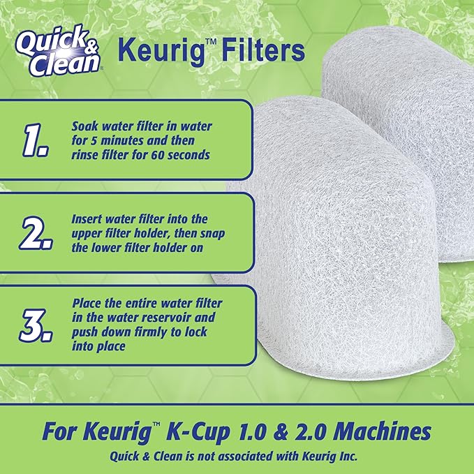 Quick & Clean 4-Pack of Cleaning Cups + 2 Filters with Descaler Bundle (2 Total Uses) - 2.0 Compatible, Descaling Solution for Keurig, Nespresso, Ninja, Delonghi, All Coffee and Espresso Machines…