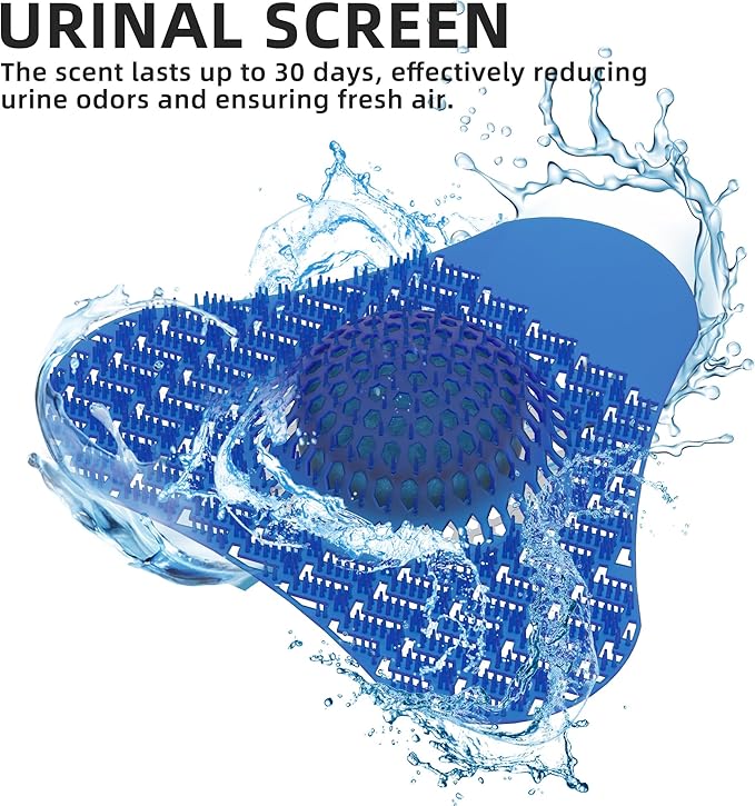 Urinal Screen Deodorizer, Urinal Cakes with 3D Anti-Splash Long Bristles, Male Urinal Mats Pads with Odor Protection for Men Toilets Bathroom (8 Packs)