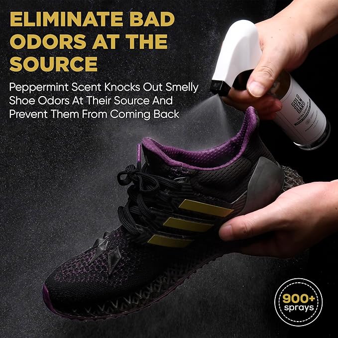 Gold Standard Natural Sneaker Deodorizer Spray, 2 Pack, 6 oz Shoe Odor Eliminator, Extra Strength & Long-Lasting Peppermint Fresh Scent, Shoe Deodorizer Spray